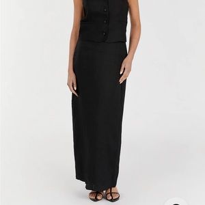 DISSH Maxi Linen Skirt - Black